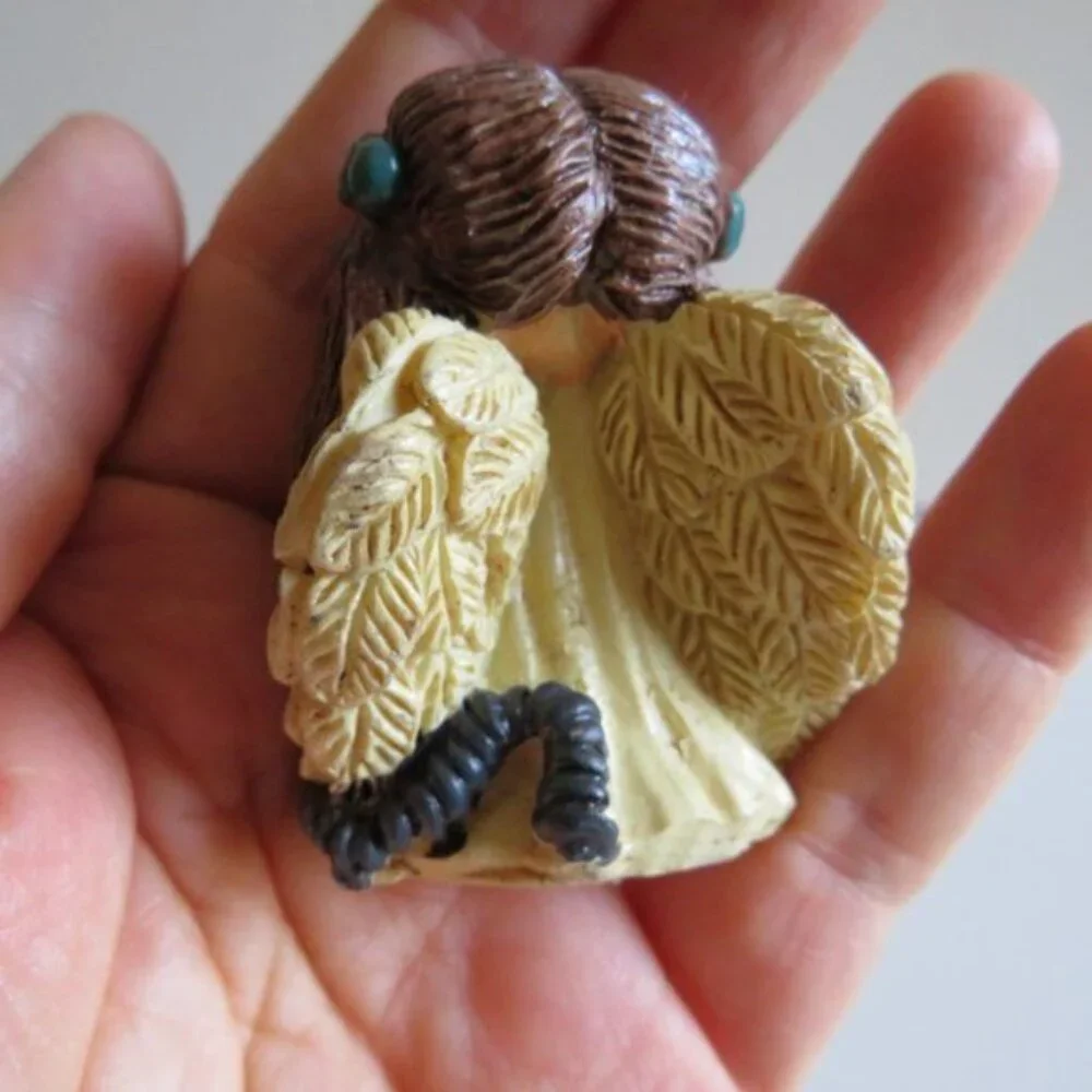 Vintage Miniature Angel Figurine with Telephone  Kitsch Resin Cherub Retro